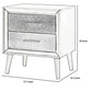 2 Drawer Nightstand with Splayed Legs, Silver