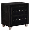 Fabric Upholstered Wooden Nightstand with Two Drawers, Black by Casagear Home
