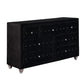 Fabric Upholstered Wooden Dresser with Seven Drawers, Black By Casagear Home