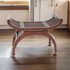 Mission Style Stool | Curved Design | Slatted Seating | Brown