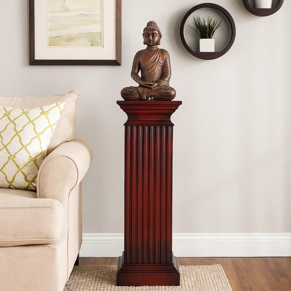Square Column Pedestal | Reeded Design | Brown