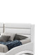 Contemporary Leatherette Eastern King Bed with Chrome Accents White BM215810
