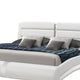 Contemporary Leatherette Eastern King Bed with Chrome Accents White BM215810