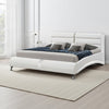 Contemporary Leatherette Eastern King Bed with Chrome Accents, White