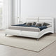 Contemporary Leatherette Eastern King Bed with Chrome Accents, White