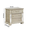 3 Drawers Ornate Carved Nightstand with USB Ports Gold by Casagear Home BM215813