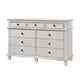 9 Drawer Farmhouse Style Dresser with Metal Knobs and Tapered Feet White By Casagear Home BM215848