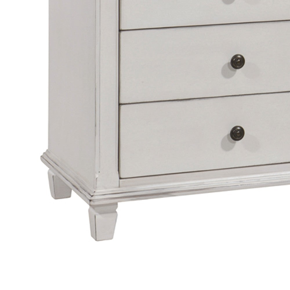 9 Drawer Farmhouse Style Dresser with Metal Knobs and Tapered Feet White By Casagear Home BM215848