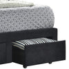 Fabric Upholstered Wooden Eastern King Size Bed with Bottom Drawers Black