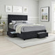 Fabric Upholstered Wooden Eastern King Size Bed with Bottom Drawers, Black