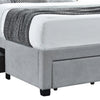 Fabric Upholstered Wooden Queen Size Bed with Bottom Drawers Gray