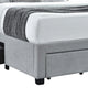 Fabric Upholstered Wooden Queen Size Bed with Bottom Drawers Gray