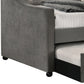 Fabric Upholstered Wooden Twin Daybed with Crystal Button Tufting Gray By Casagear Home BM215860