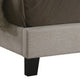 Fabric Upholstered Wooden Queen Size Bed with Nailhead Trims Beige BM215886