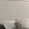 Fabric Upholstered Wooden Queen Size Bed with Nailhead Trims Beige BM215886