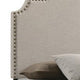 Fabric Upholstered Wooden Queen Size Bed with Nailhead Trims Beige BM215886