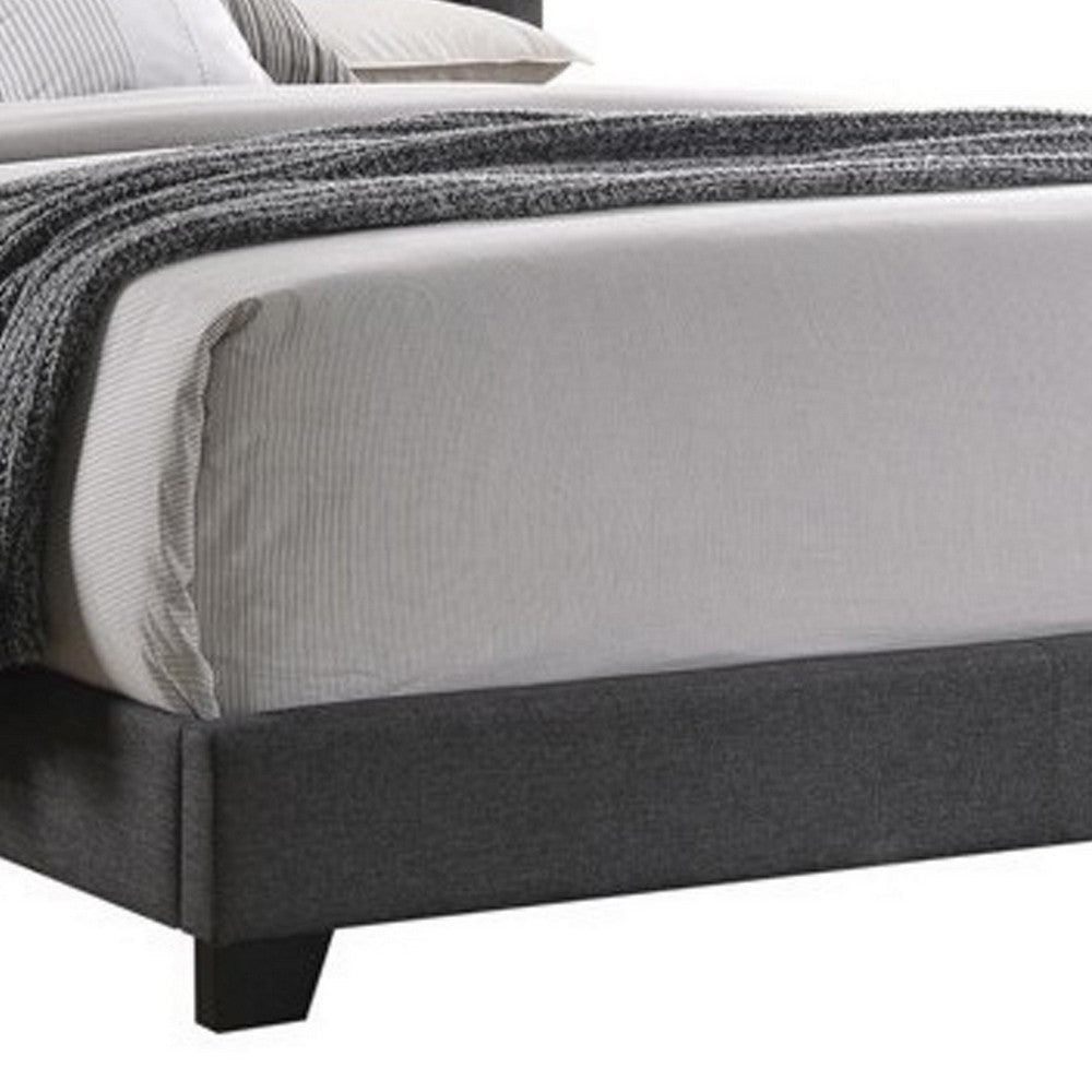 Fabric Upholstered Demi Wing Bed | Queen Size | Camelback Headboard | Gray