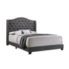 Fabric Upholstered Wooden Demi Wing Queen Bed with Camelback Headboard,Gray By Casagear Home