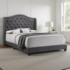 Fabric Upholstered Wooden Demi Wing Queen Bed with Camelback Headboard,Gray By Casagear Home