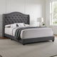 Fabric Upholstered Wooden Demi Wing Queen Bed with Camelback Headboard,Gray By Casagear Home