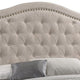 Fabric Upholstered Wooden Demi Wing Full Bed with Camelback Headboard,Beige BM215896