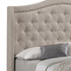 Fabric Upholstered Wooden Demi Wing Full Bed with Camelback Headboard,Beige BM215896