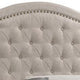 Fabric Upholstered Eastern King Bed with Camelback Headboard Beige BM215897