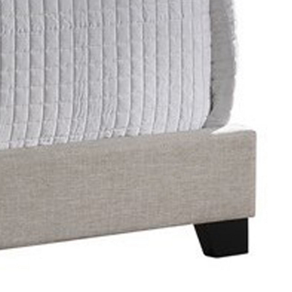 Fabric Upholstered Eastern King Bed with Camelback Headboard Beige BM215897