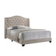 Fabric Upholstered Eastern King Bed with Camelback Headboard, Beige
