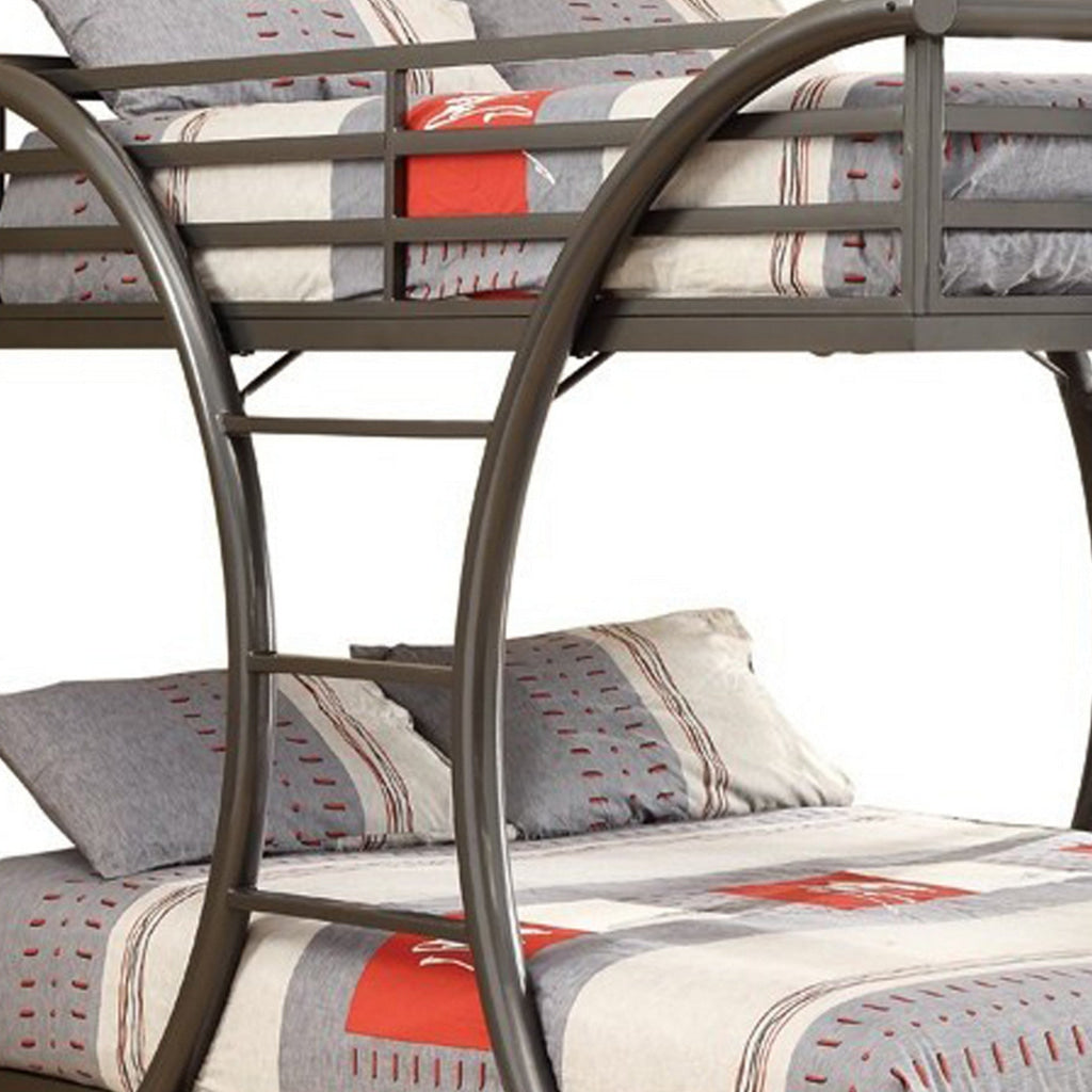 Metal Full Over Full Bunk Bed with Arched Framework and Ladders Gray By Casagear Home BM215938