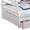 Wooden Twin Over Full Bunk Bed with Wheel Supported Bottom Drawers White BM215947