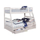 Wooden Twin Over Full Bunk Bed with Wheel Supported Bottom Drawers, White