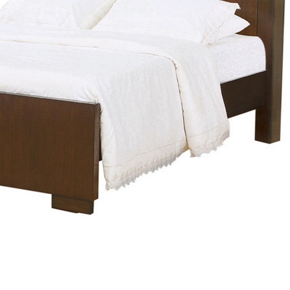 3 Open Bookcase Eastern King Size Bed with Soft Light, Brown