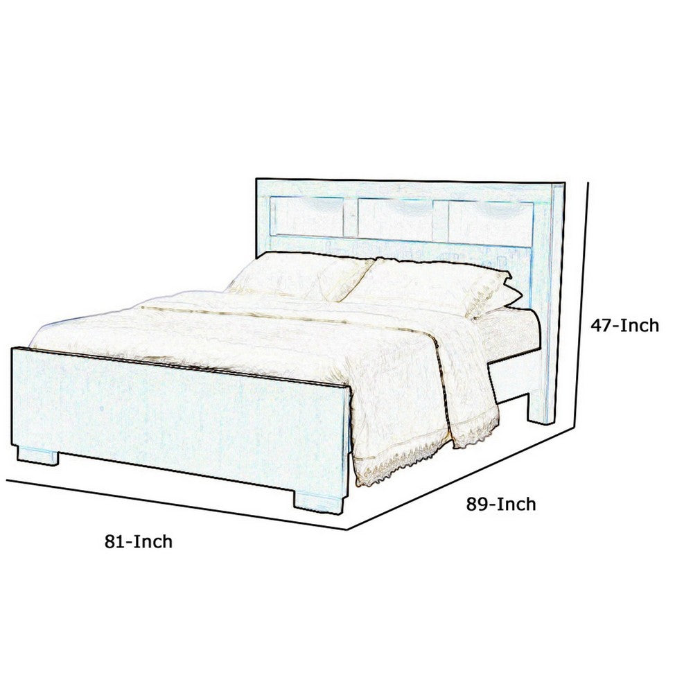 3 Open Bookcase Eastern King Size Bed with Soft Light, Brown