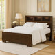 3 Open Bookcase Queen King Size Bed with Soft Light, Brown