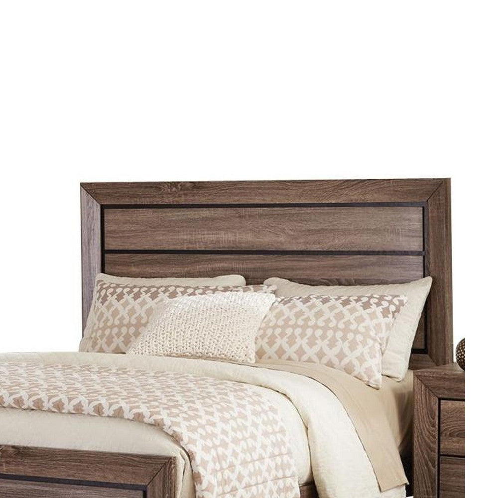 Transitional Style Queen Size Bed with Natural Grain Details Brown BM215963