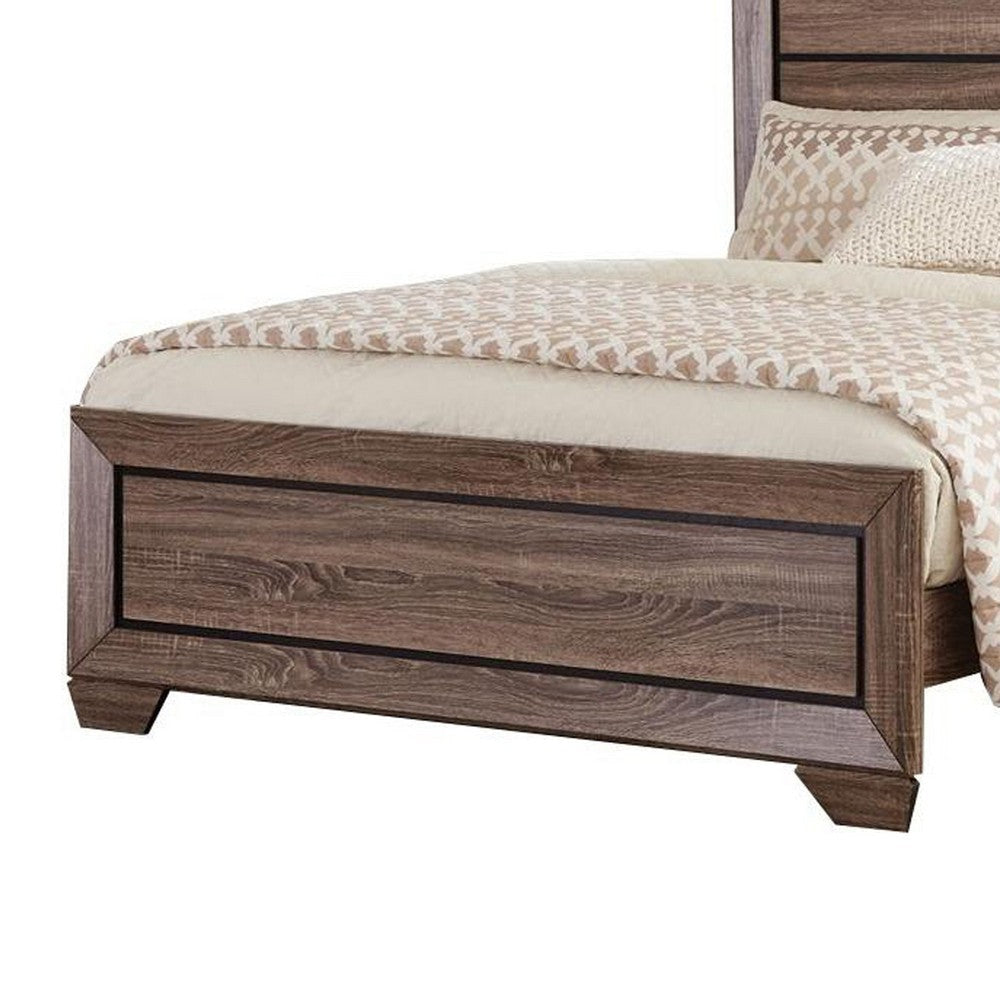 Transitional Style Queen Size Bed with Natural Grain Details Brown BM215963