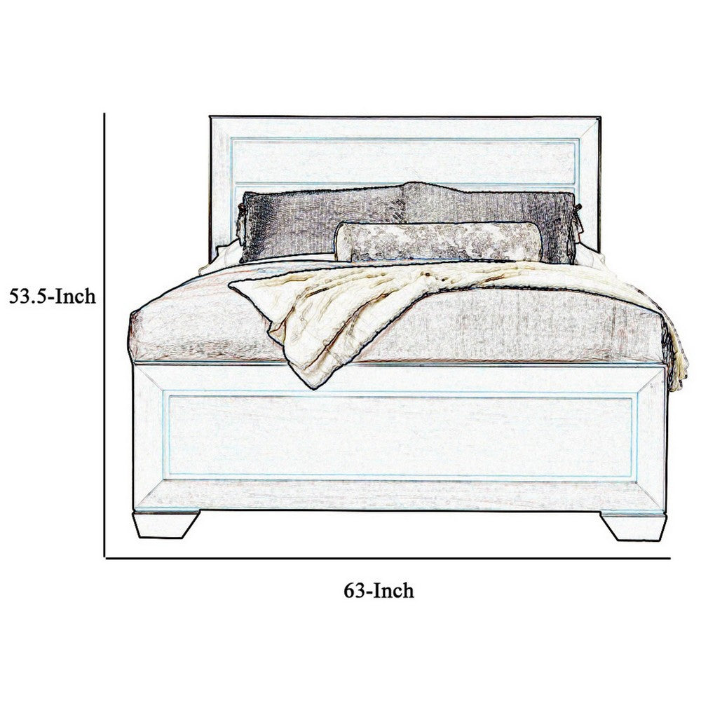 Queen Size Bed with Panel Headboard and Footboard, Cocoa Brown