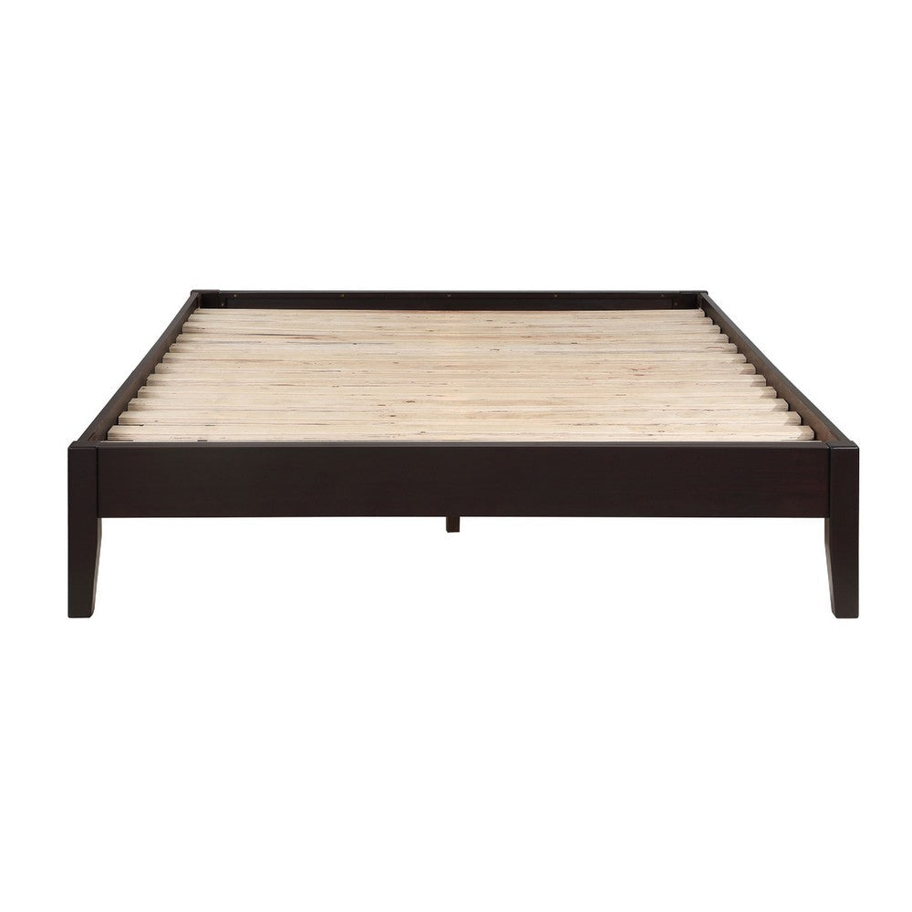 Wooden Queen Size Bed Frame with Chamfered Legs Dark Brown BM215981
