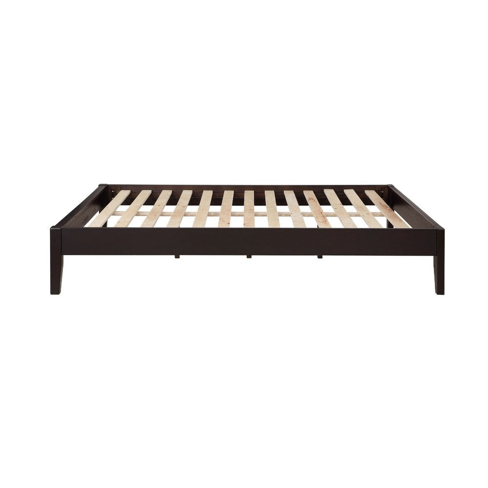 Wooden Queen Size Bed Frame with Chamfered Legs Dark Brown BM215981