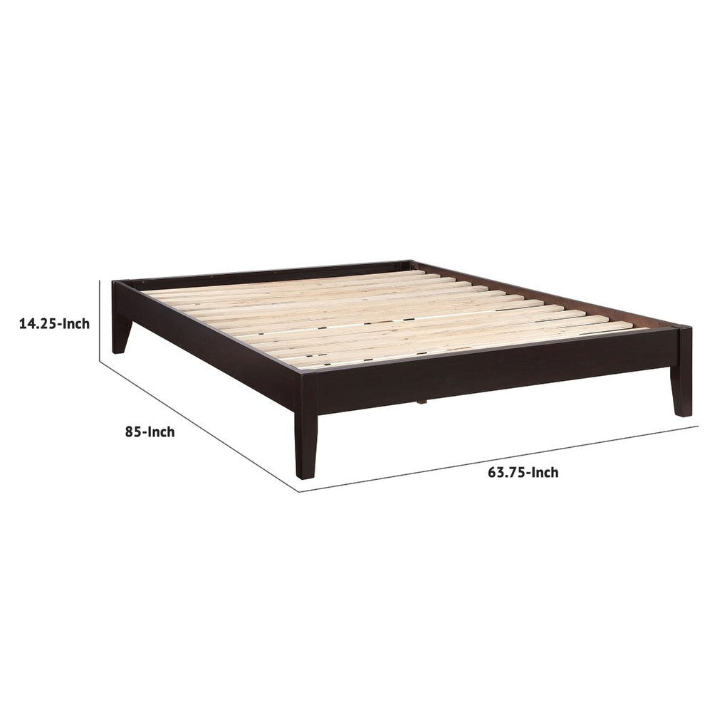 Wooden Queen Size Bed Frame with Chamfered Legs Dark Brown BM215981