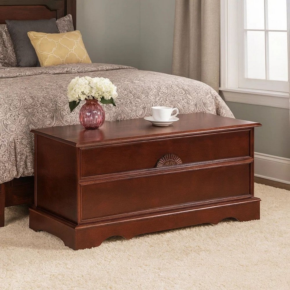 Traditional Chest | Lift Top | Carved Details | Dark Brown