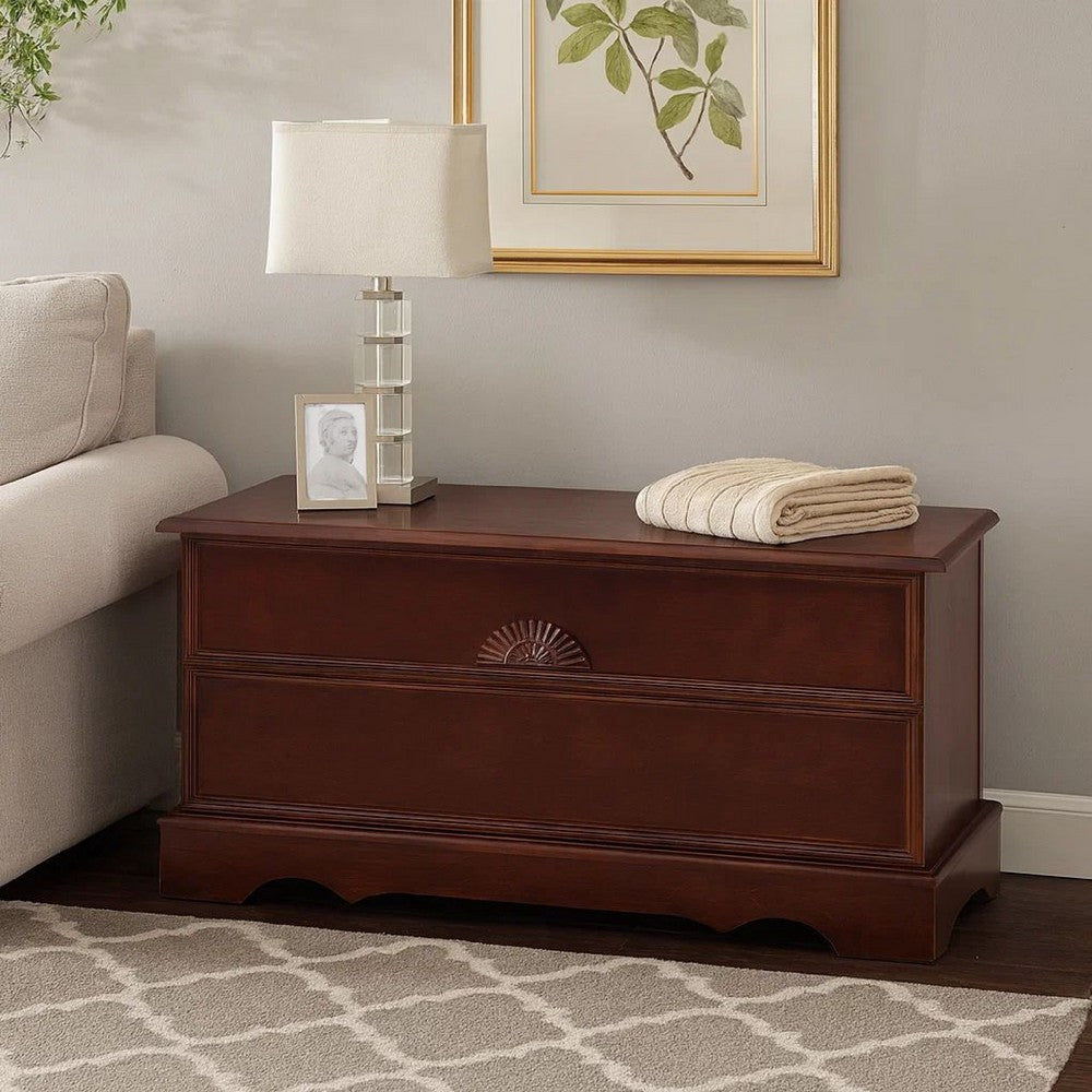 Traditional Chest | Lift Top | Carved Details | Dark Brown