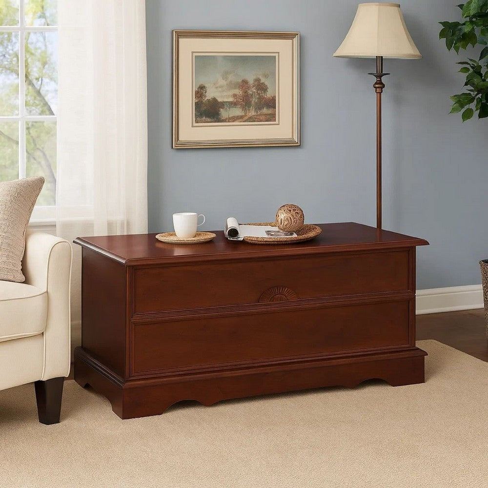 Traditional Chest | Lift Top | Carved Details | Dark Brown