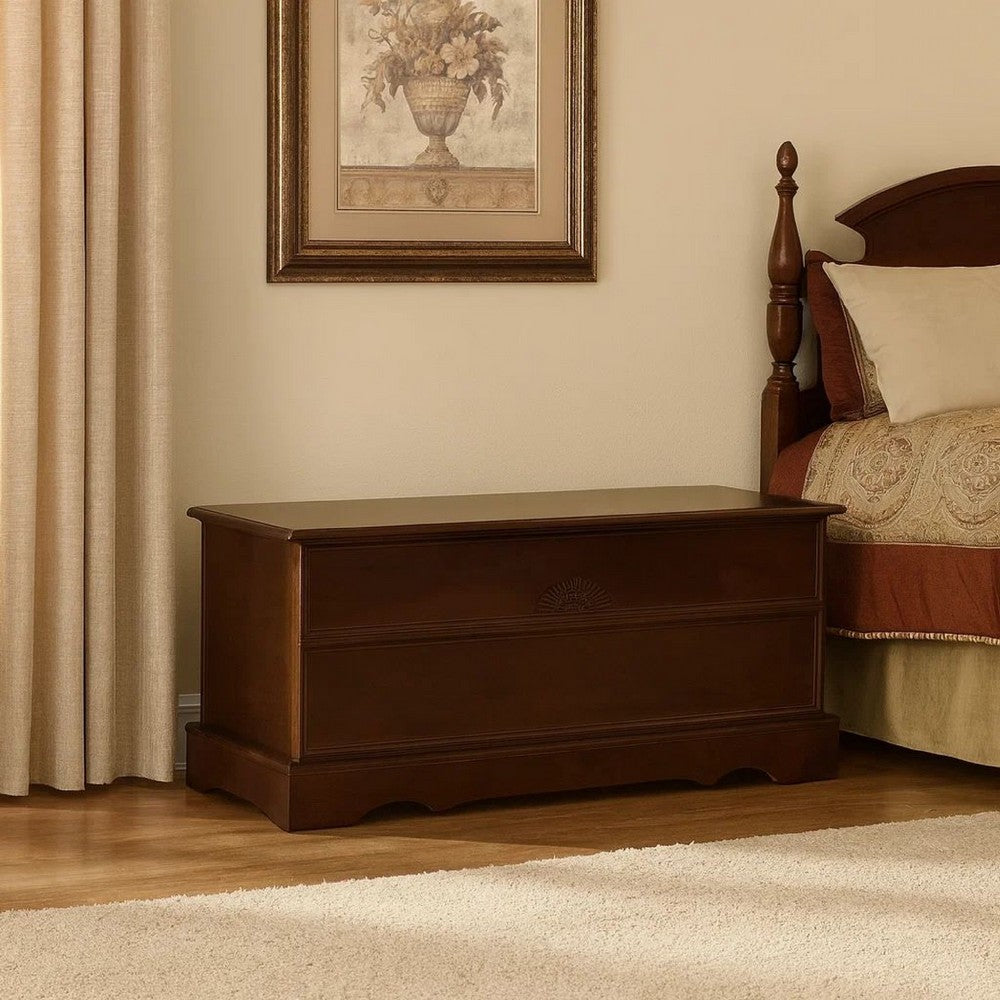 Traditional Chest | Lift Top | Carved Details | Dark Brown