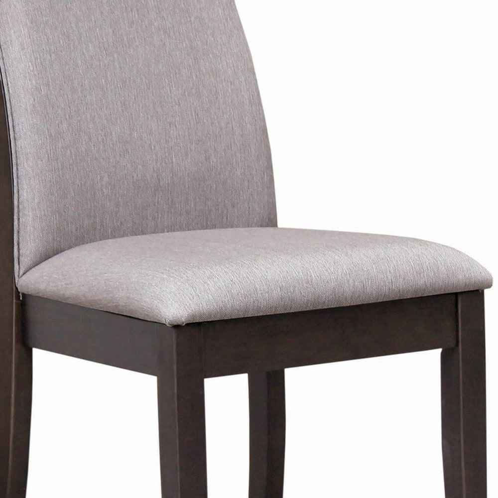 Fabric Upholstered Wooden Dining Chair Set of 2 Gray and Brown BM215990
