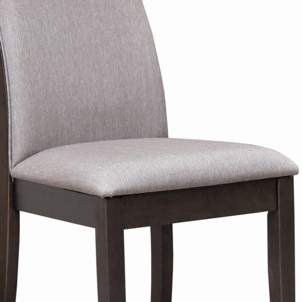 Fabric Upholstered Wooden Dining Chair Set of 2 Gray and Brown BM215990