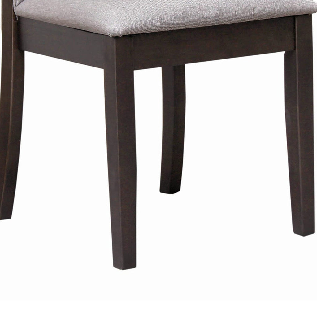 Fabric Upholstered Wooden Dining Chair Set of 2 Gray and Brown BM215990