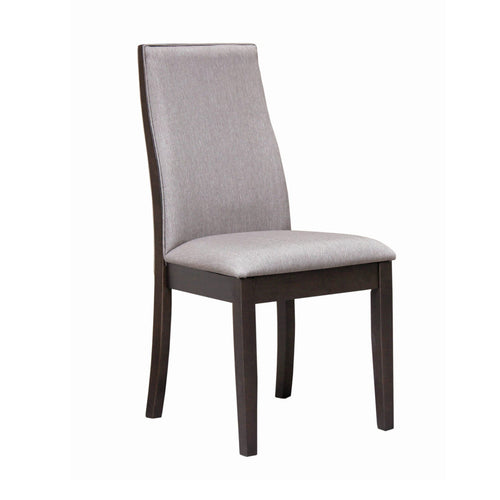 Fabric Upholstered Wooden Dining Chair, Set of 2, Gray and Brown