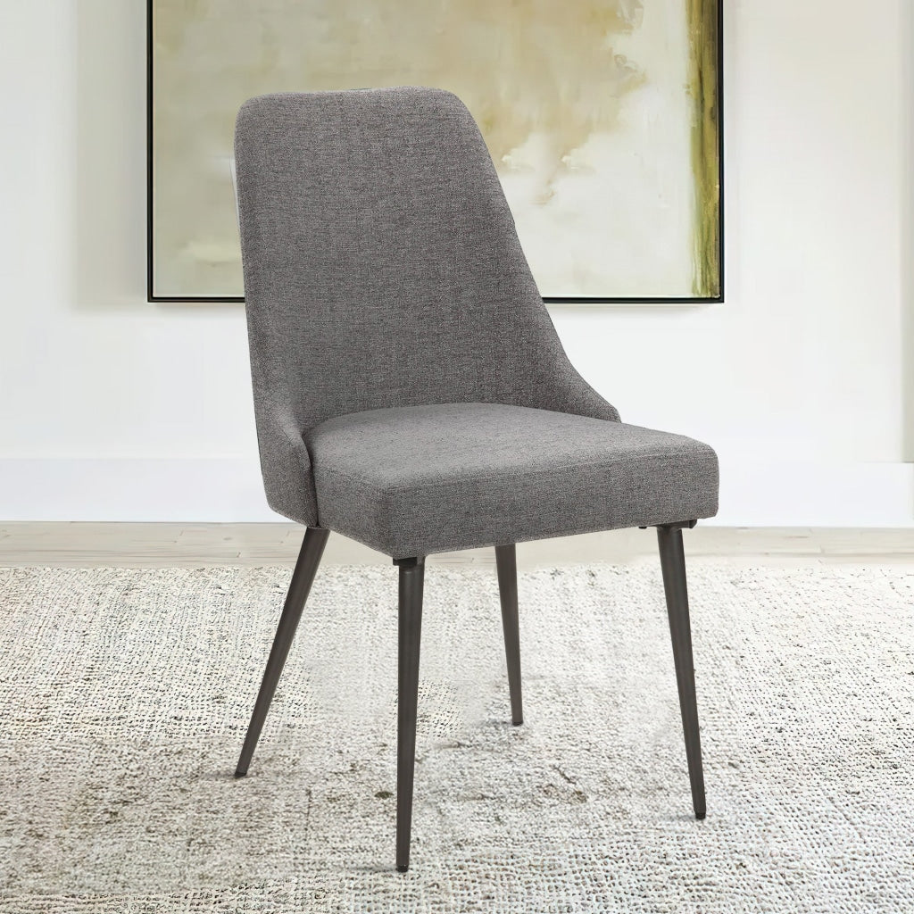 Textured Fabric Dining Chair | Metal Frame | Set of 2 | Gray